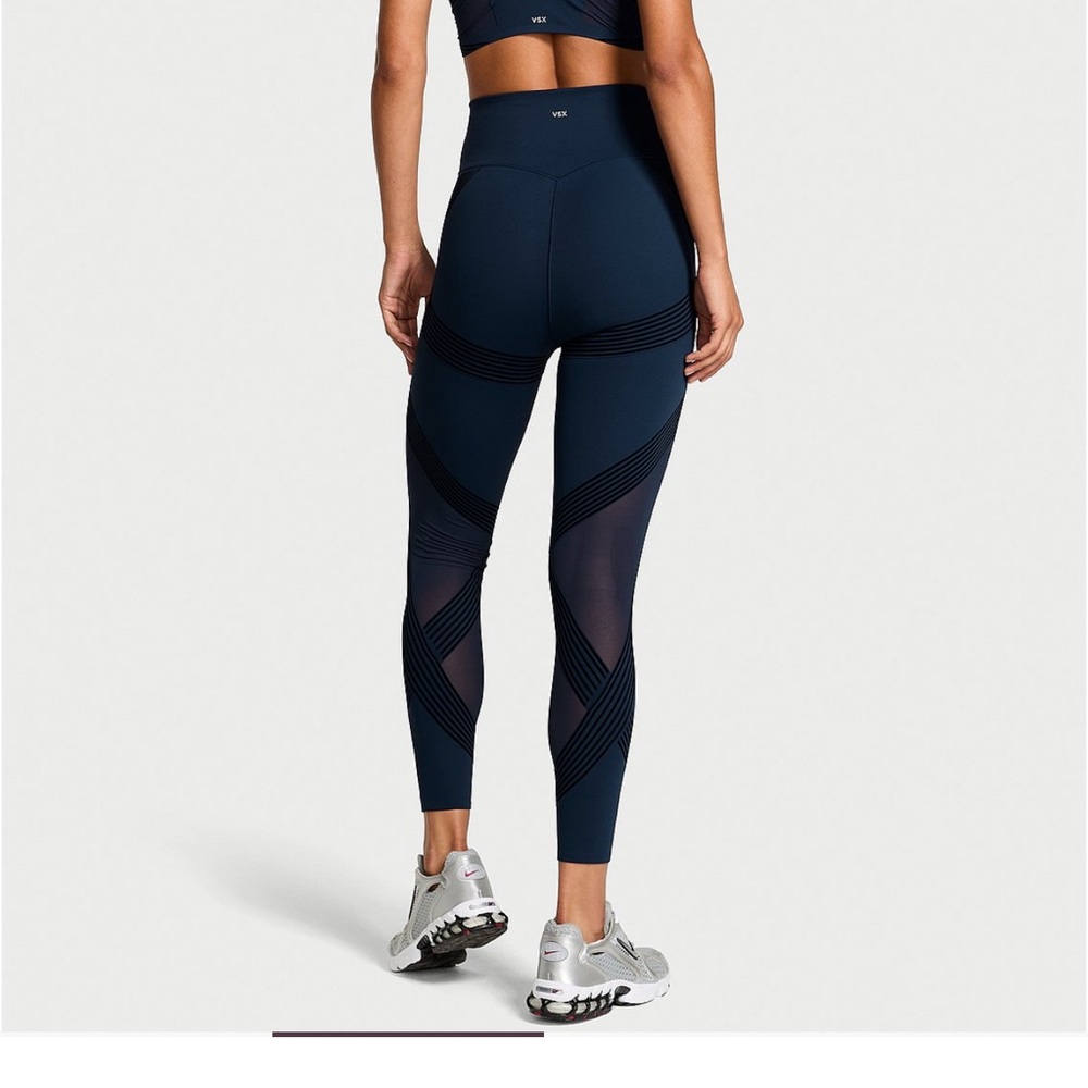Victoria’s Secret VSX elevate redefined contours leggings noir navy black mesh L - Picture 2 of 3